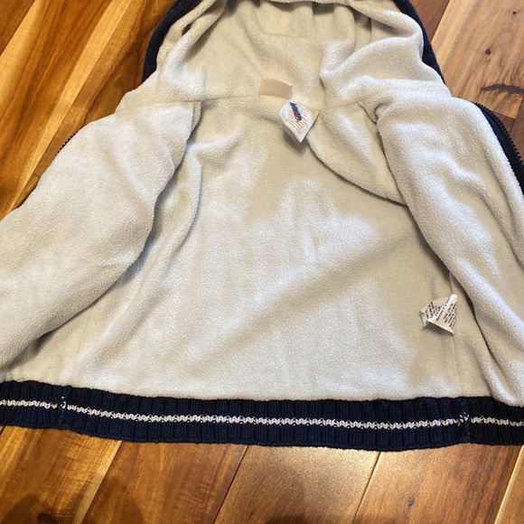 Boy’s Size 12-18 Months Joe Fresh Navy Fleece-lined Hooded Cable Sweater Jacket - Picture 4 of 4